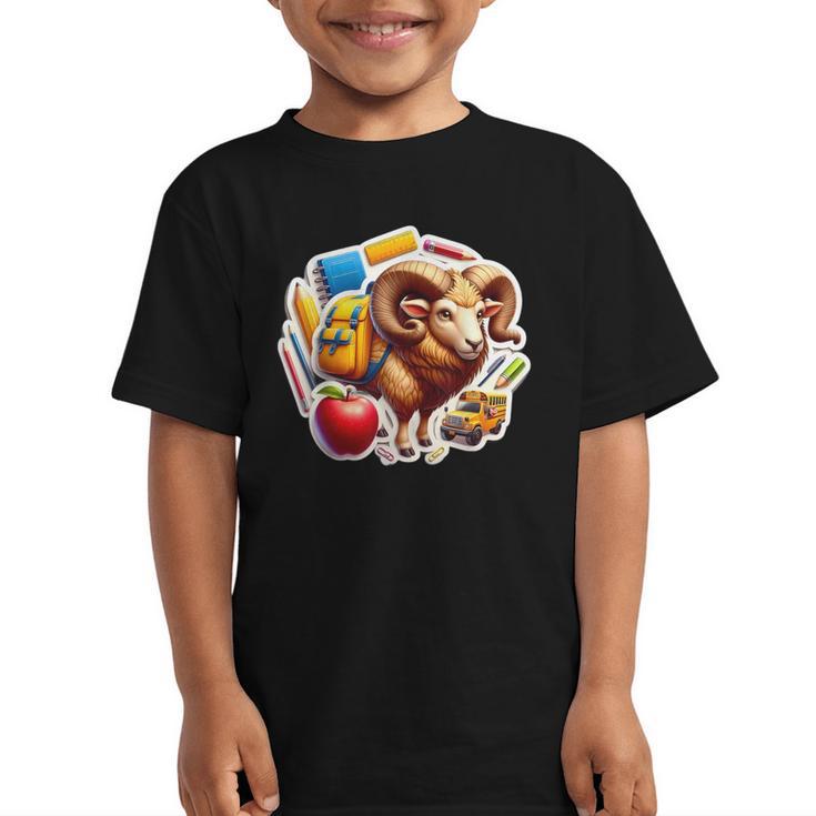 Back To School Ram Boys Girls Student Kids Lover Farmer Cute Graphic Kid T-Shirt