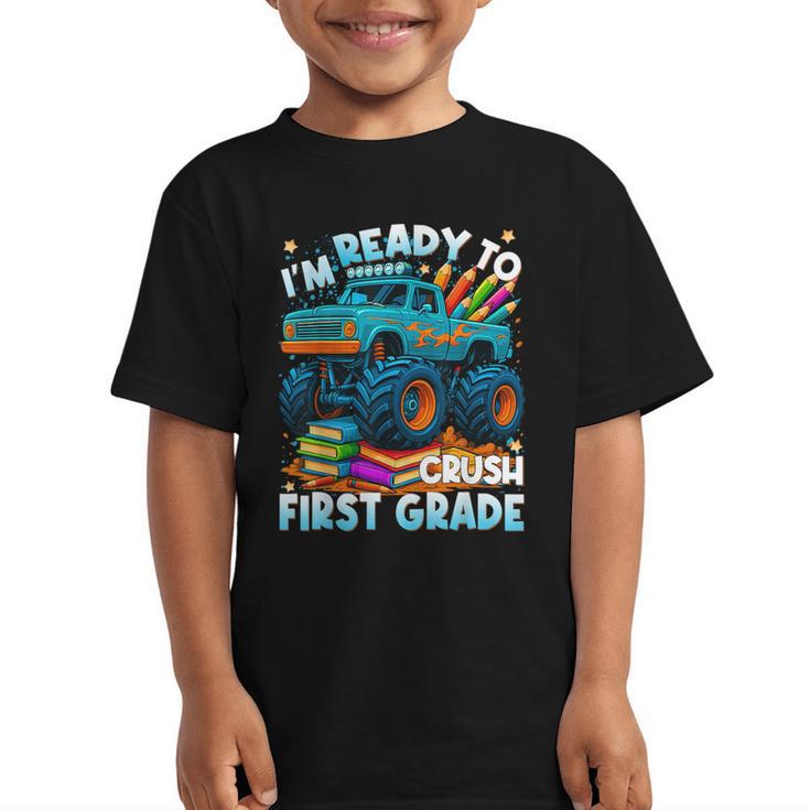 Back To School Ready To Crush 1st Grade Monster Truck Boys Graphic Kid T-Shirt