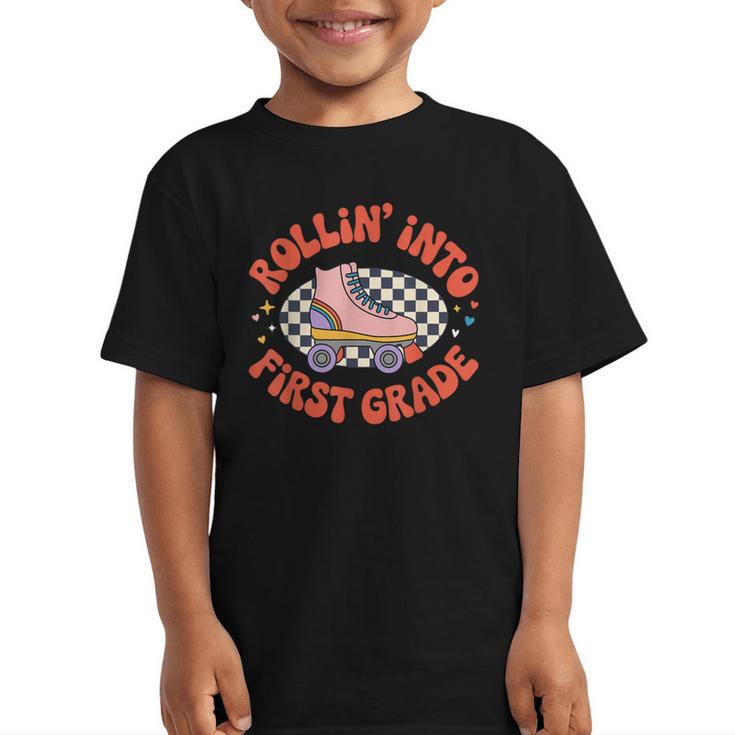 Back To School Rollin Into First Grade Girls Graphic Kid T-Shirt