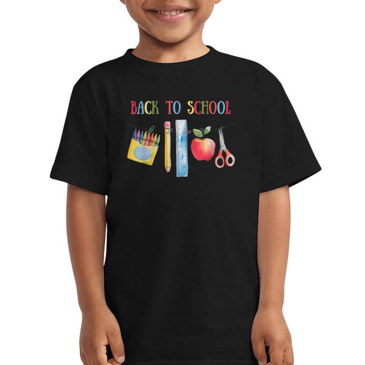 Back To School Shirt Apple Crayons Pencil Ruler Cute Graphic Graphic Kid T-Shirt