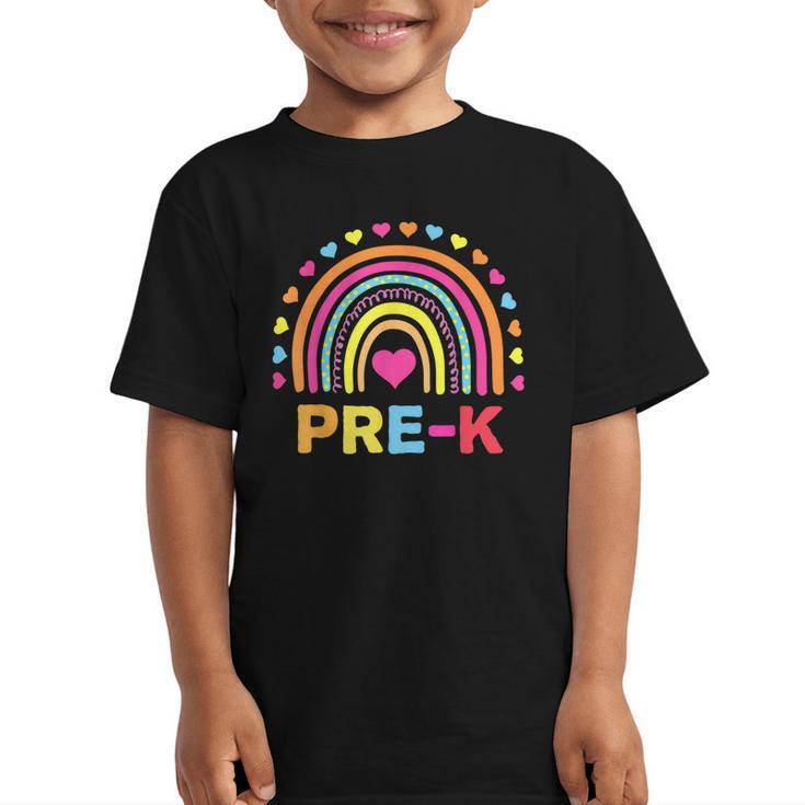 Back To School Shirt Rainbow Happy First Day Of Pre-K Graphic Kid T-Shirt