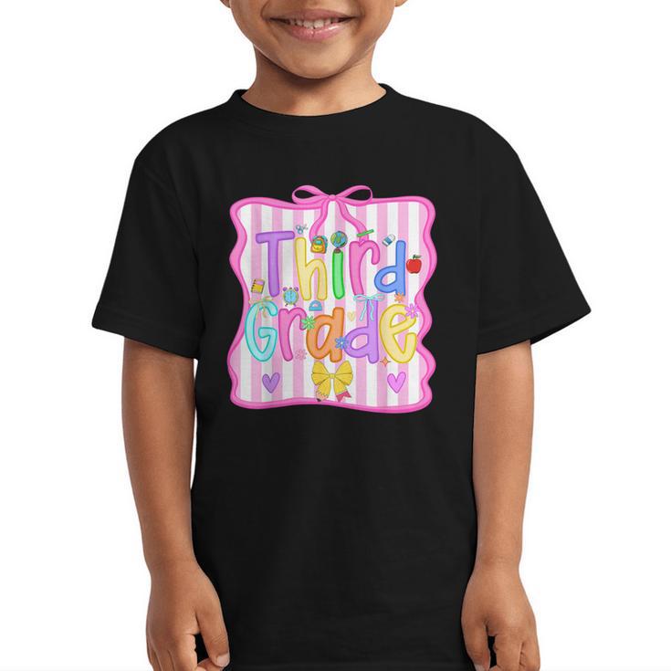 Back To School Third Grade Girls Coquette Bow 3rd Grade Kids Graphic Kid T-Shirt