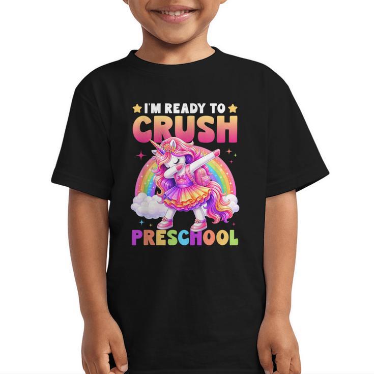 Back To School Unicorn Girls I'm Ready To Crush Preschool Graphic Kid T-Shirt