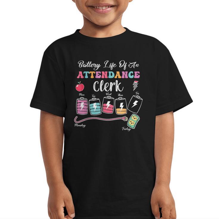 Battery Life Of An Attendance Clerk Back To School Graphic Kid T-Shirt