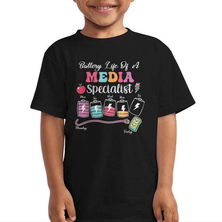 Battery Life Of A Media Specialist Back To School Graphic Kid T-Shirt