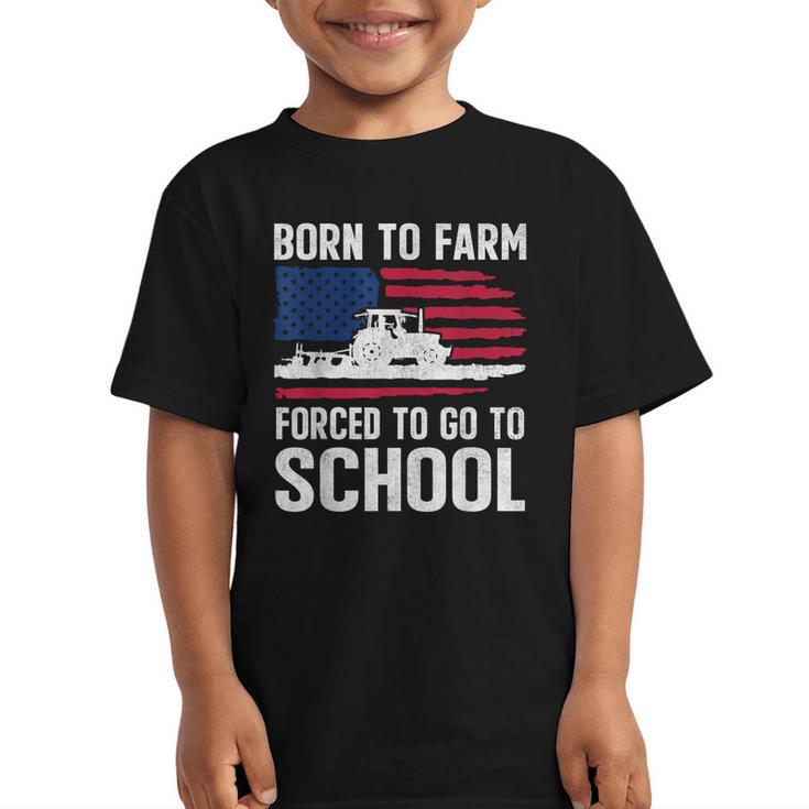 Born To Farm Forced To Go To School Farmer Back To School Graphic Kid T-Shirt