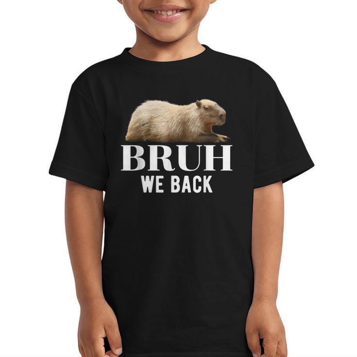 Bruh We Back To School Capybara First Day Of School Graphic Kid T-Shirt