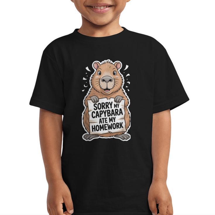 Capybara Ate My Homework Sorry Back To School Animal Graphic Kid T-Shirt