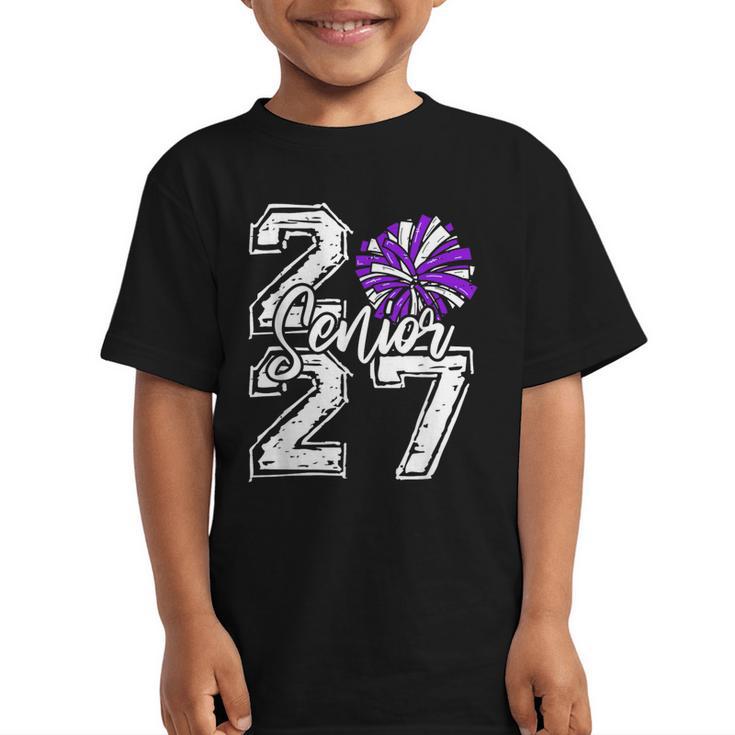 Class Of 2027 Cheer Purple Senior 2027 Back To School Graphic Kid T-Shirt