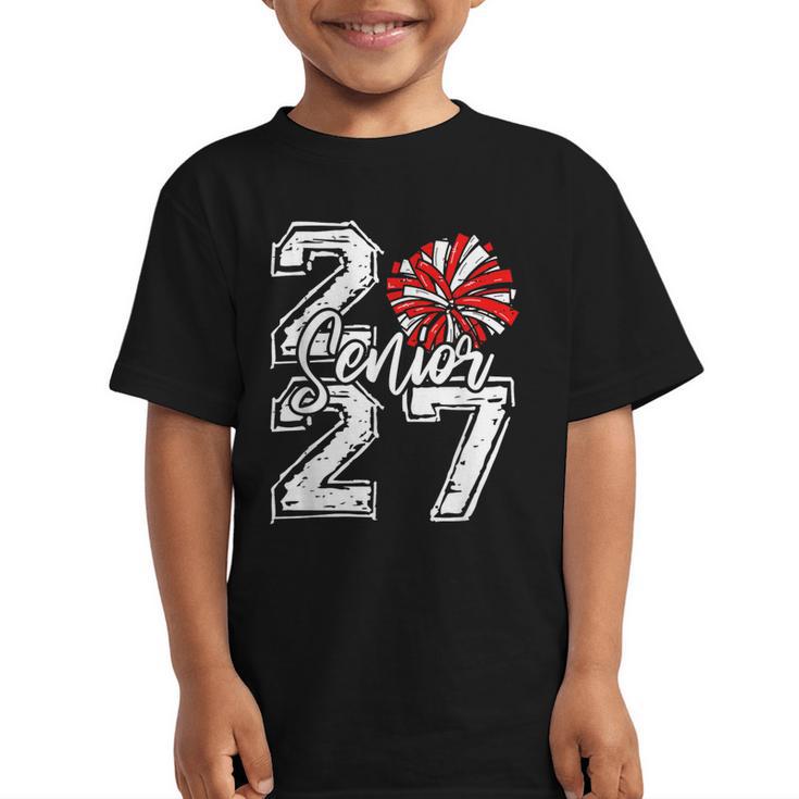 Class Of 2027 Cheer Red Senior 2027 Back To School Graphic Kid T-Shirt