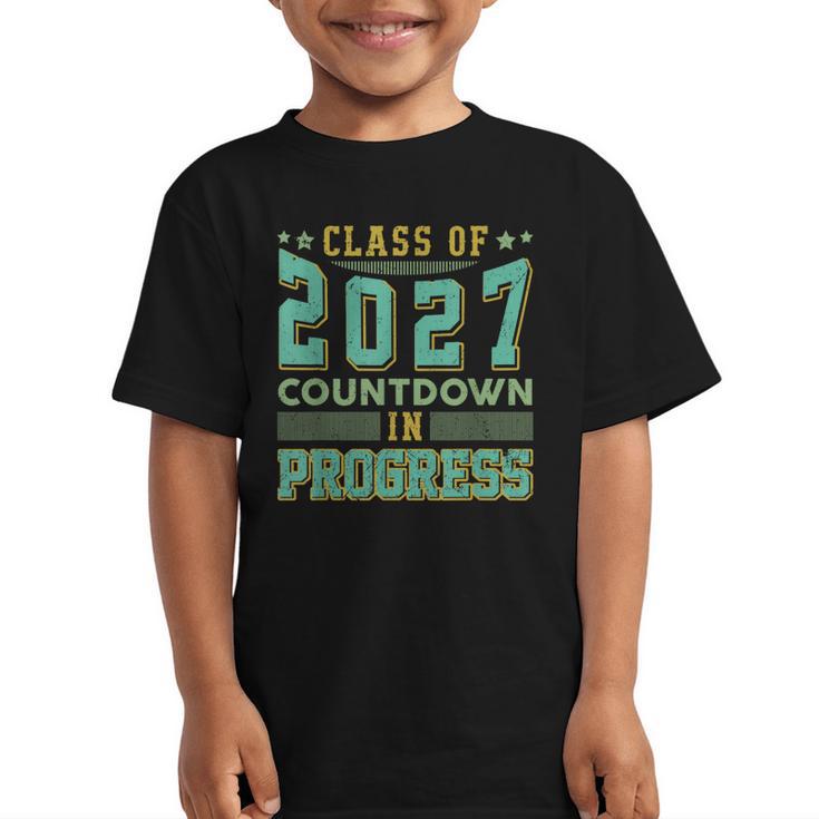 Class Of 2027 Countdown In Progress Fun Back To School Retro Graphic Kid T-Shirt