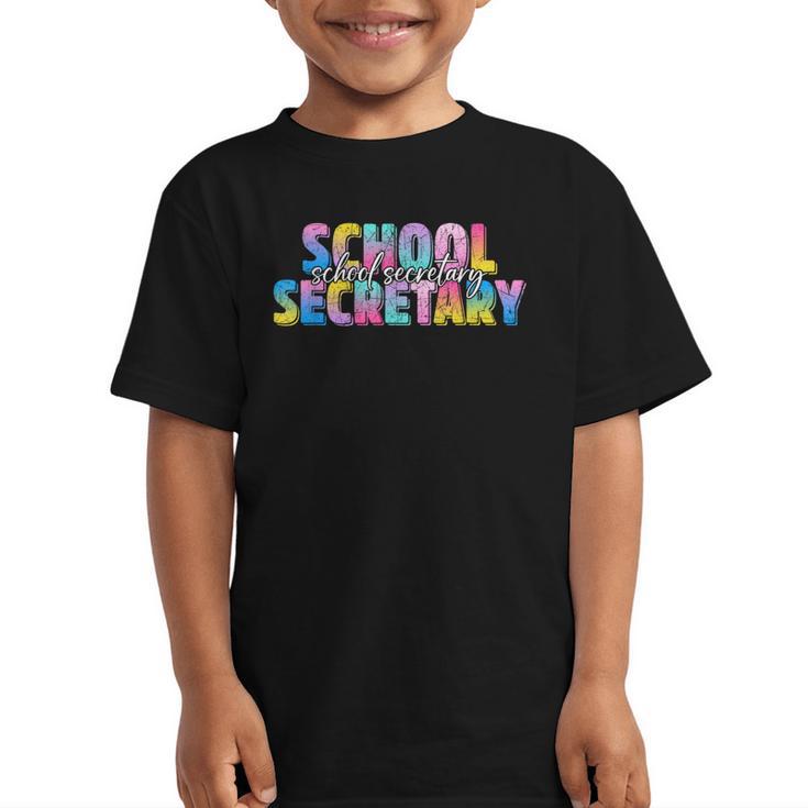 Colorful School Secretary Back To School Rainbow Graphic Kid T-Shirt