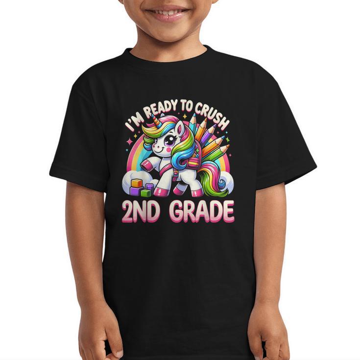 Crush 2nd Grade Girls Back To School Unicorn First Day Cute Graphic Kid T-Shirt