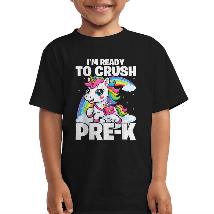 Crush Pre-K Girls Back To School Unicorn First Day Preschool Graphic Kid T-Shirt