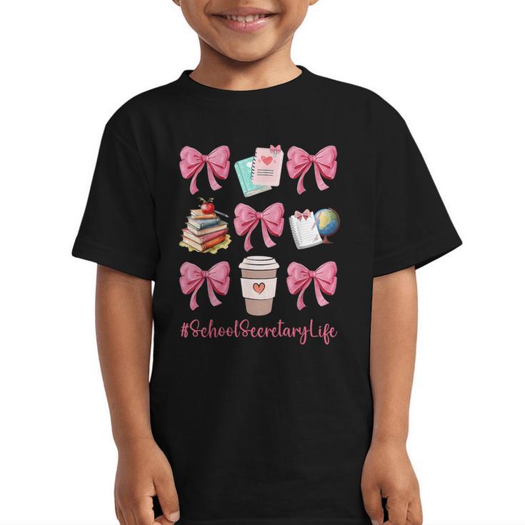 Cute Coquette Bows School Secretary Life Back To School Graphic Kid T-Shirt