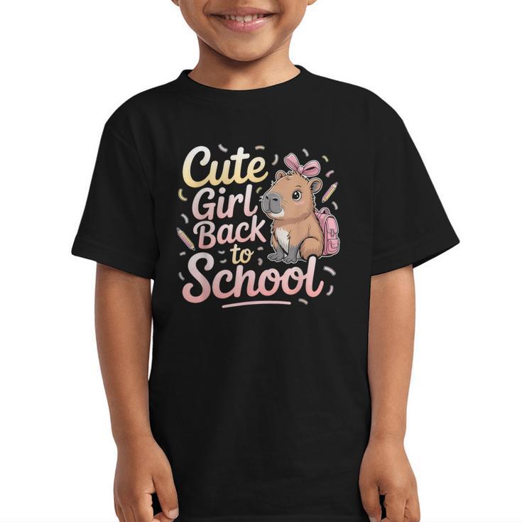 Cute Girl Back To School Capybara First Day Of School Kids Graphic Kid T-Shirt