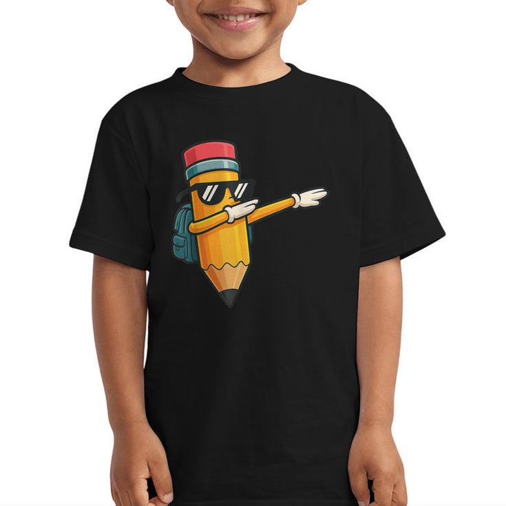 Dabbing Pencil Dancing Back To School First Day Student Boys Graphic Kid T-Shirt