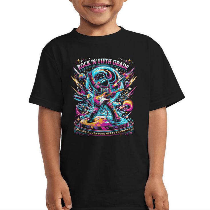 Fifth Grade Back To School Space Rocket Astronaut Graphic Kid T-Shirt