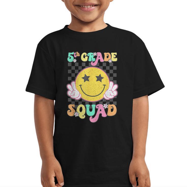 Fifth Grade Squad Smile Retro Back To School 5th Grade Graphic Kid T-Shirt