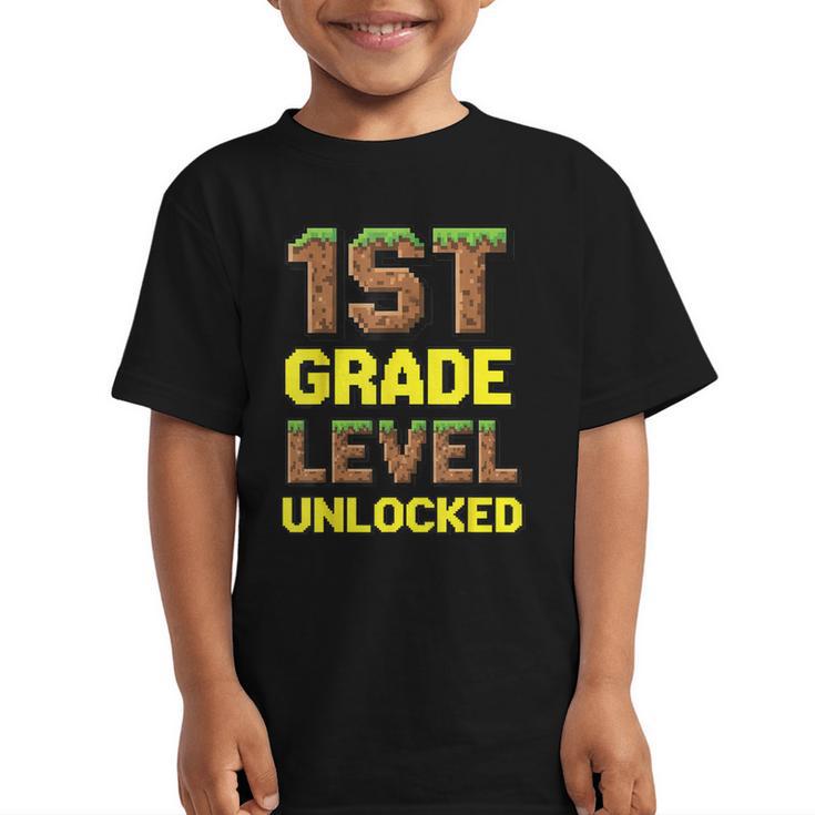 First Day Of 1st Grade Level Unlocked Back To School For Boy Graphic Kid T-Shirt
