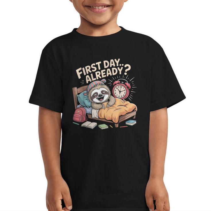 First Day Already Sloth Alarm Clock Back To School Graphic Kid T-Shirt