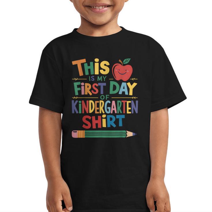 This Is My First Day Of Kindergarten Shirt Back To School Graphic Kid T-Shirt