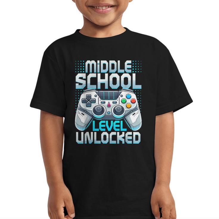 First Day Of Middle School Level Unlocked Back To School Graphic Kid T-Shirt