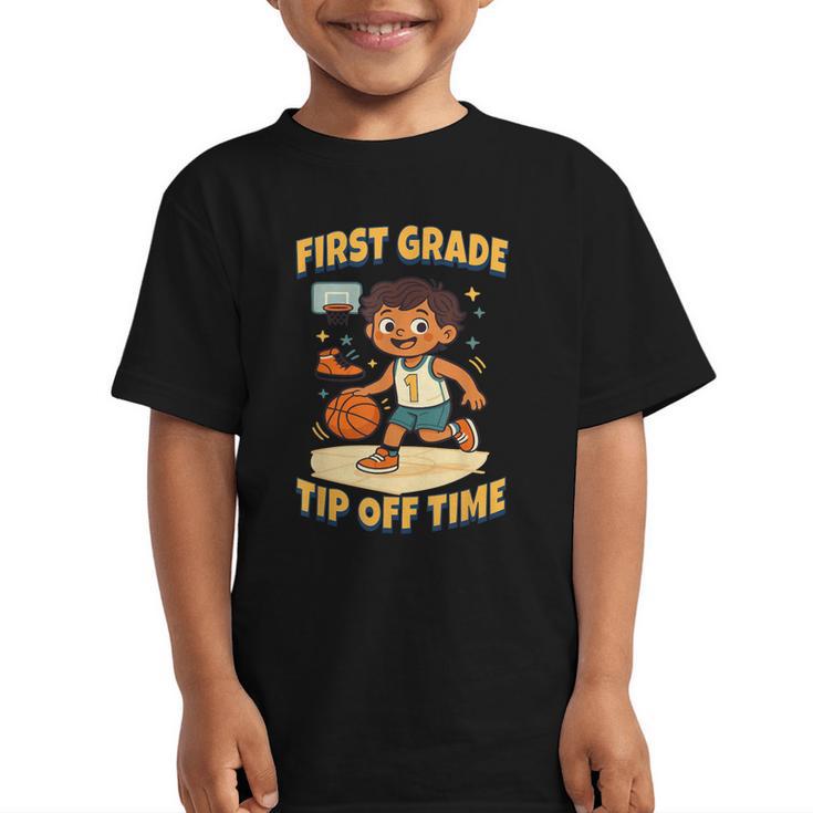 First Grade Basketball Back To School Slam Dunk Style Graphic Kid T-Shirt