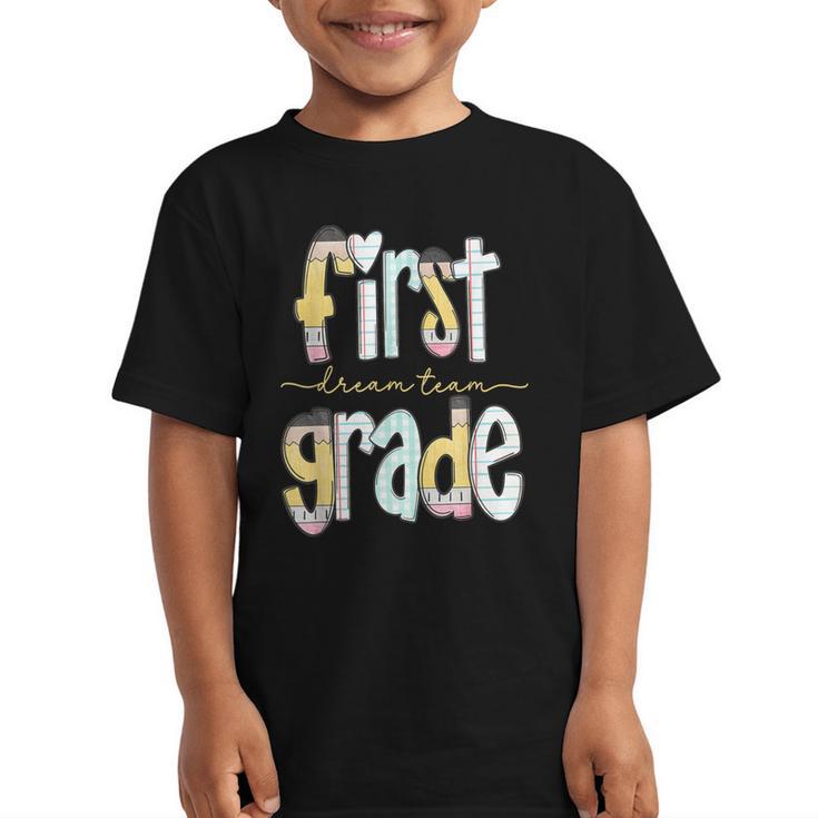 First Grade Dream Team Pencil Back To School Boys Girls Graphic Kid T-Shirt