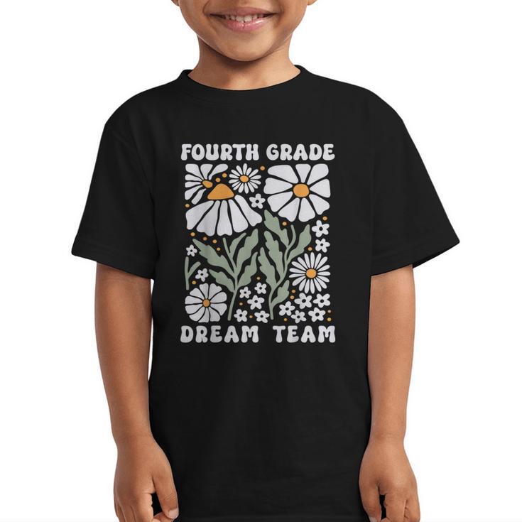 Fourth Grade Dream Team Back To School Boho Flower 4th Grade Graphic Kid T-Shirt