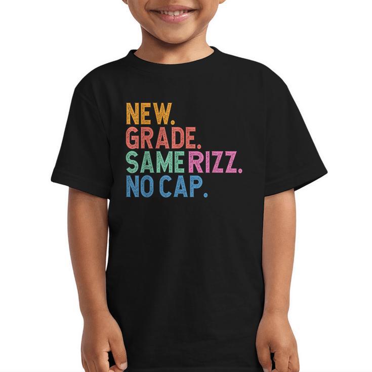 Gen Z Back To School New Grade Same Rizz No Cap Graphic Kid T-Shirt