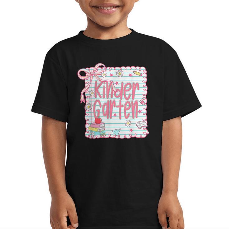 Girls Kindergarten Coquette Bow Pink Preppy Back To School Graphic Kid T-Shirt