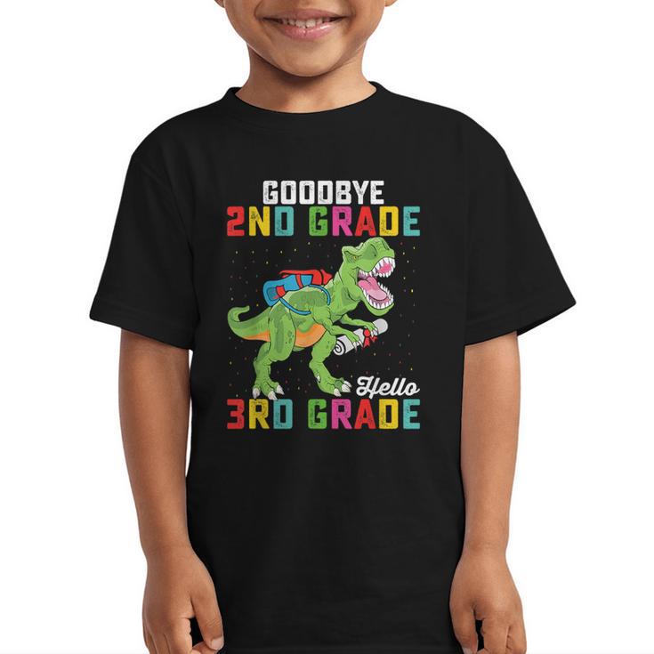 Goodbye 2nd Grade Hello 3rd Grade T Rex Back To School Graphic Kid T-Shirt