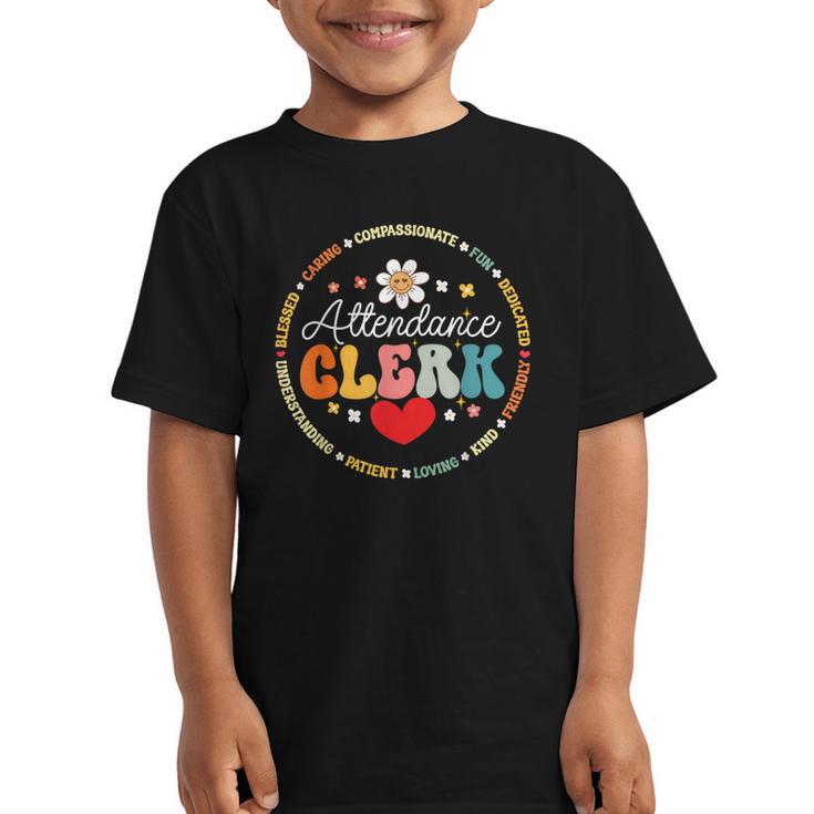Groovy Attendance Clerk Back To School Appreciation Week Graphic Kid T-Shirt