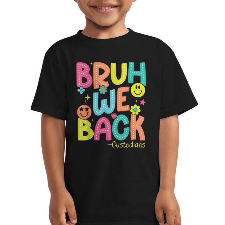 Groovy Custodian Bruh We Back To School Janitor Retro Graphic Kid T-Shirt