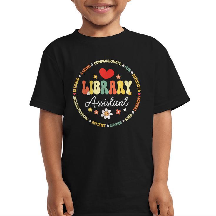 Groovy Librarian School Library Assistant Day Back To School Graphic Kid T-Shirt