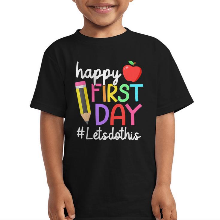 Happy First Day Let's Do This Welcome Back To School Tie Dye Graphic Kid T-Shirt