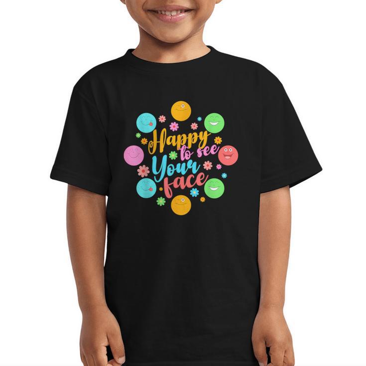 Happy To See Your Face Colorful Ball Back To School Graphic Kid T-Shirt