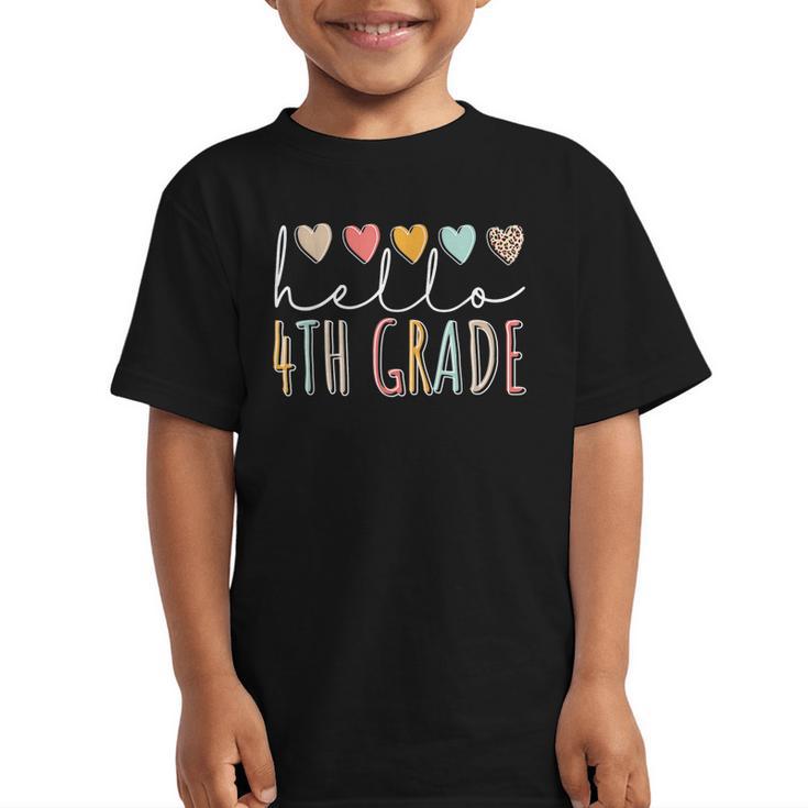 Hello 4th Grade Back To School Fourth Grade Vibes Heart Love Graphic Kid T-Shirt