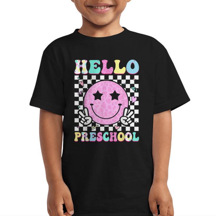 Hello Preschool Groovy Back To School Pre-K Team Girls Kids Graphic Kid T-Shirt