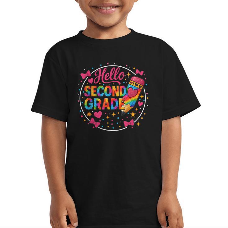 Hello Second Grade Tie Dye Pencil Back To School 2nd Grade Graphic Kid T-Shirt