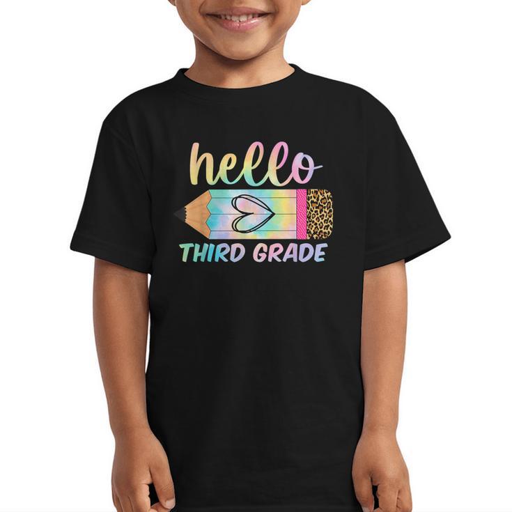 Hello Third Grade Back To School Pencil Tie Dye 3rd Grade Graphic Kid T-Shirt