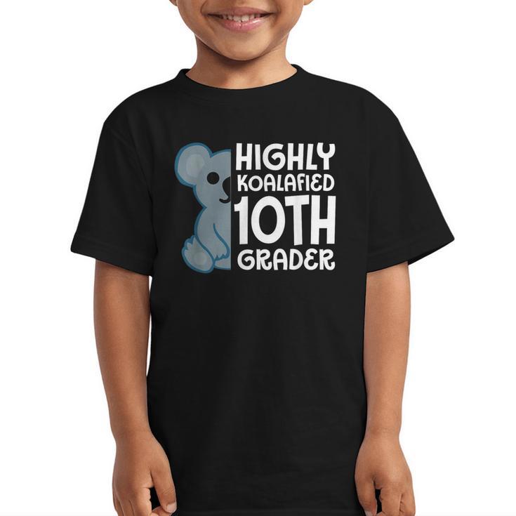 Highly Koalafied 10th Grader Koala Back To School Graphic Kid T-Shirt