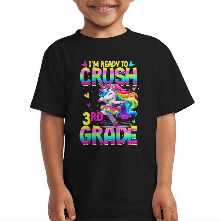 I'm Ready To Crush 3rd Grade Back To School Dancing Unicorn Graphic Kid T-Shirt