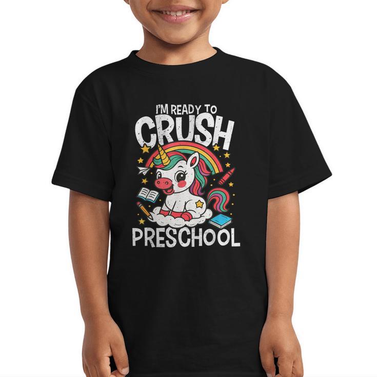 I'm Ready To Crush Preschool Unicorn Back To School Girls Graphic Kid T-Shirt