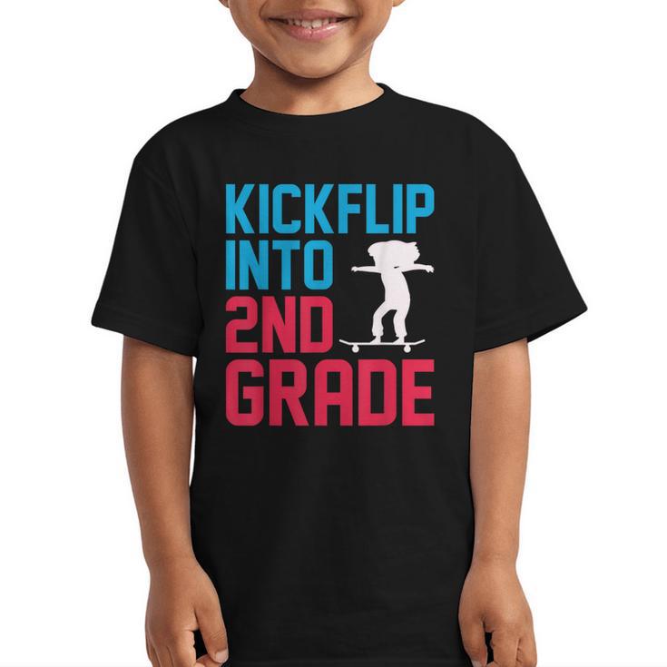 Kickflip Into 2nd Grade Skateboard Lover Back To School Graphic Kid T-Shirt