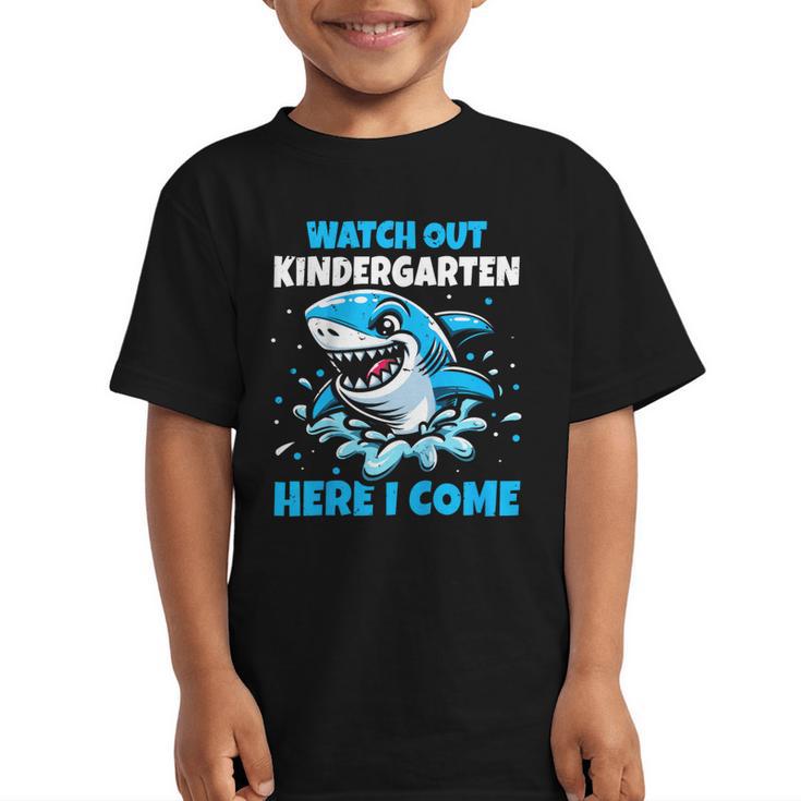 Kids Back To School Watch Out Kindergarten Here I Come Shark Boys Graphic Kid T-Shirt