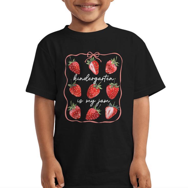 Kindergarten Is My Jam Strawberry Back To School Girls Boys Graphic Kid T-Shirt