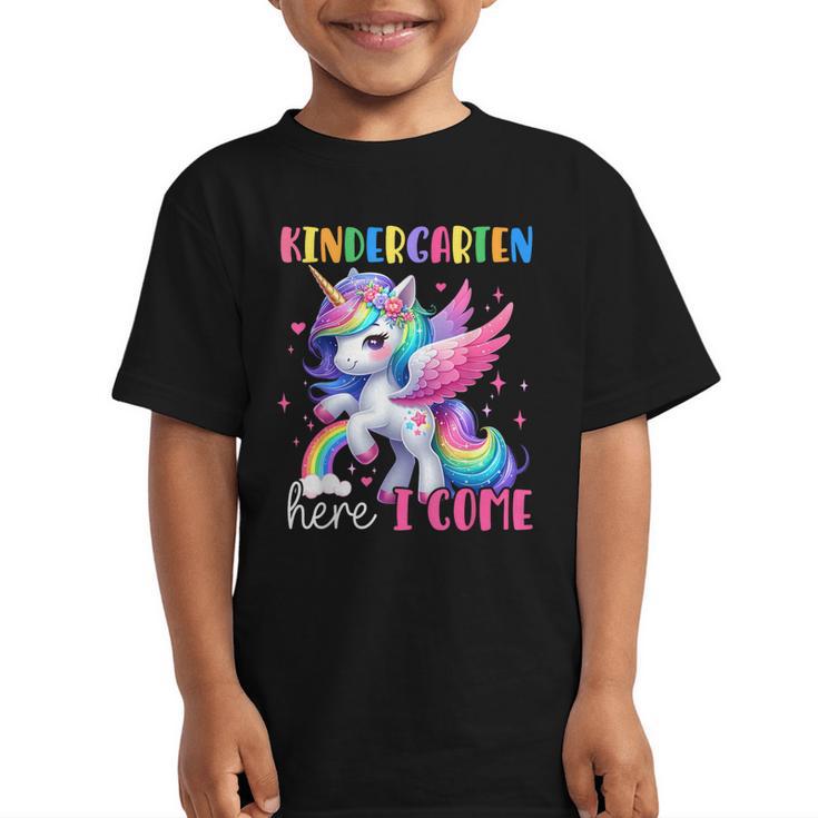 Kindergarten Here I Come Unicorn Girls Kids Back To School Graphic Kid T-Shirt