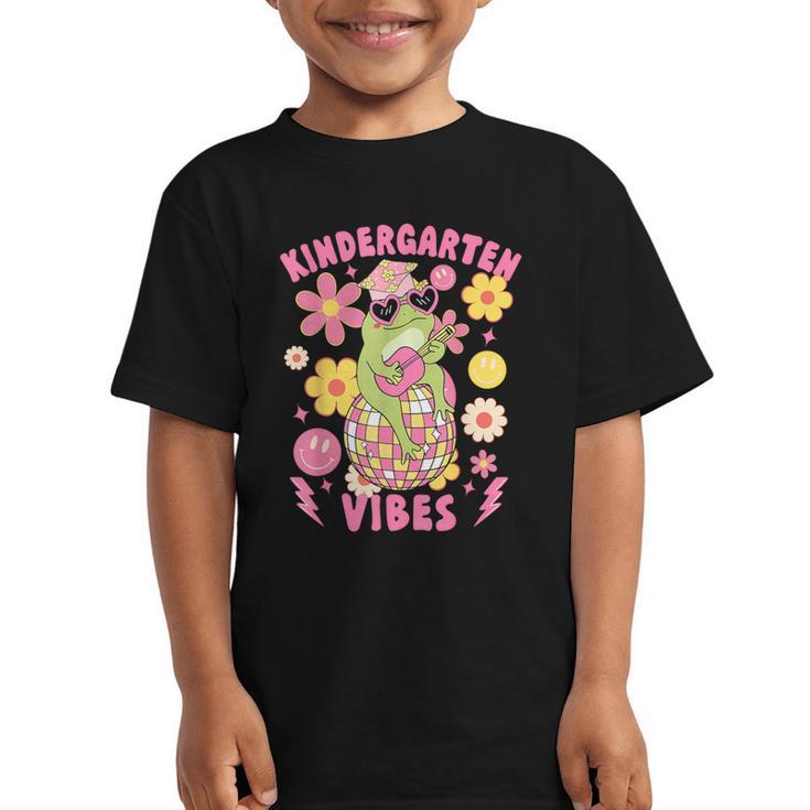 Kindergarten Vibes Groovy Kindergarten Back To School Frog Graphic Kid T-Shirt